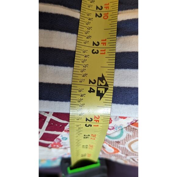 Loveappella Malbec Elbow Patch Blue Striped Knit Top Womens Sz M - Picture 8 of 12